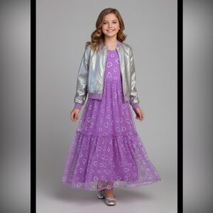 Silver and Purple Heart Dress with Jacket